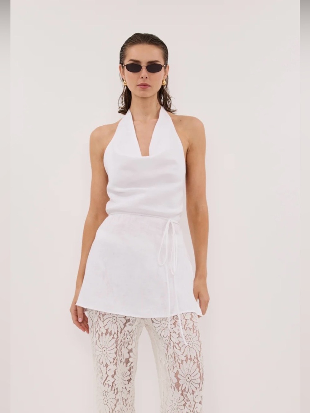 DISSH Haylee Women’s White Linen Cowl Top NWT - Size 2